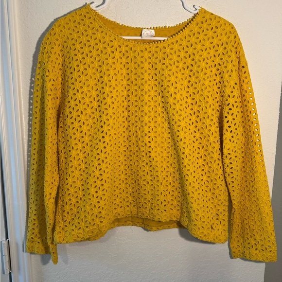 Des Petits Hauts Sabado Broderie Anglaise Yellow Eyelet Blouse Womens Size Small - Picture 2 of 14